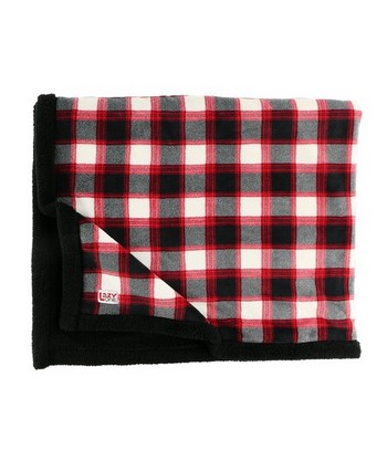 Black Plaid Sherpa Throw Blanket