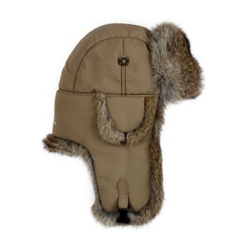 Waxed Cotton Khaki Bomber with Faux Fur