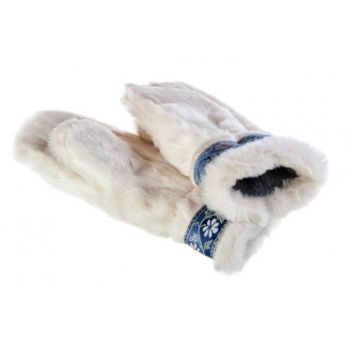 Faux Fur Mittens with Trim