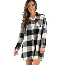 Lazy One - Flannel Truck Plaid | Button Nightshirt