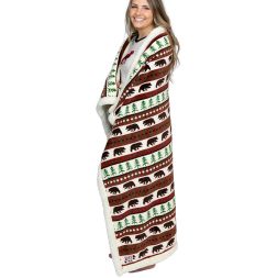 Lazy One - Bear Fair Isle Sherpa Throw Blanket