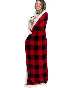 Red Plaid Sherpa Throw Blanket