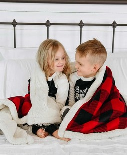 Red Plaid Sherpa Throw Blanket