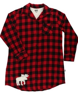 Lazy One - Flannel Moose Plaid | Button Nightshirt