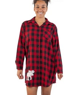 Flannel Moose Plaid | Button Nightshirt