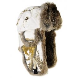 Mad Bomber - Realtree AP Snow Canvas Bomber with Brown Rabbit Fur