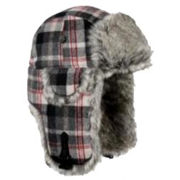 Mad Bomber - Black/Wool Bomber with Grey Wabbit Faux Fur