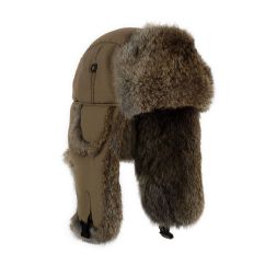 Waxed Cotton Khaki Bomber with Faux Fur