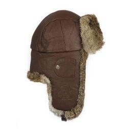 Hickory Leather Bomber with Brown Fur